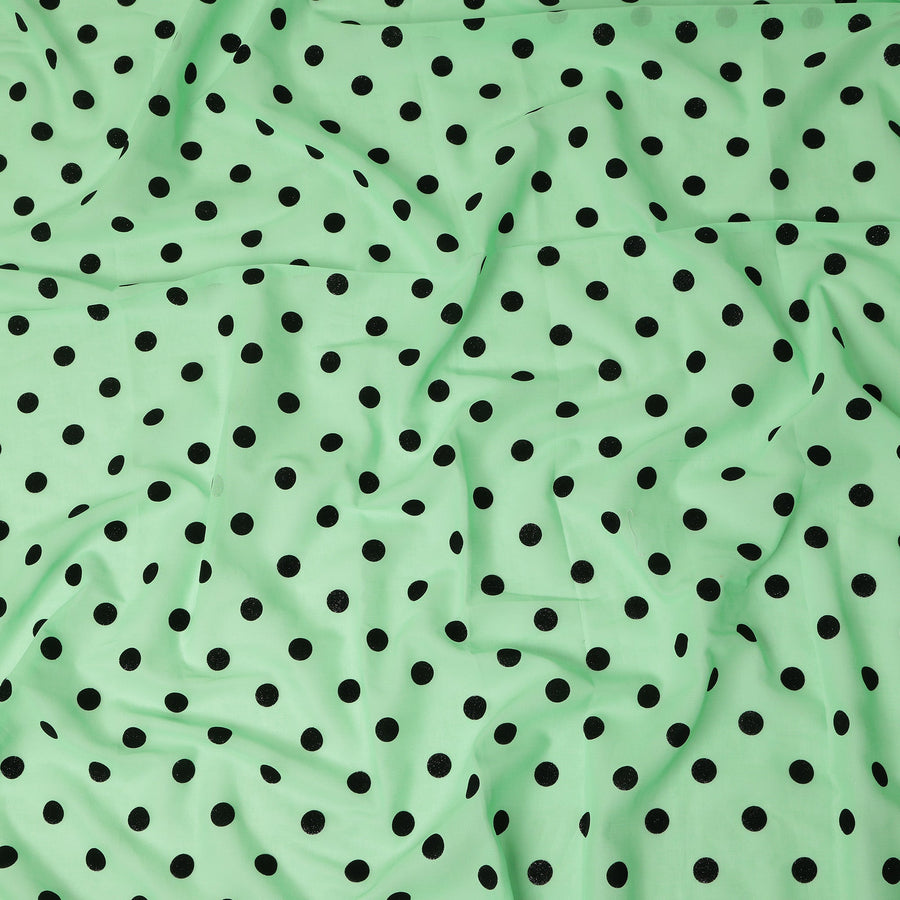 Mint Green Polka Dot Velvet Flock Premium Traditional Sudanese Thobe Pure Cotton Voile Fabric 4.5 Mtrs Piece 140 Cms Width Switzerland Origin-D28551
