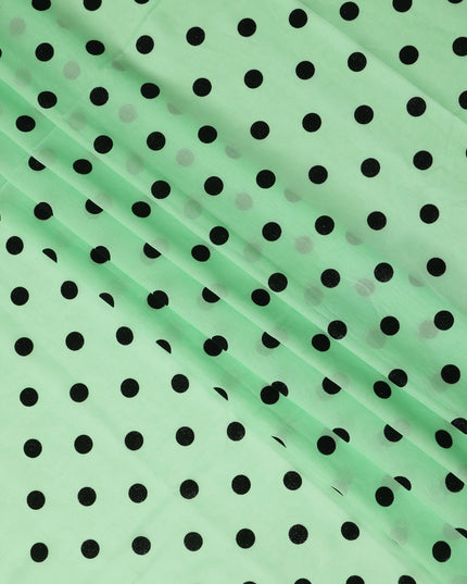 Mint Green Polka Dot Velvet Flock Premium Traditional Sudanese Thobe Pure Cotton Voile Fabric 4.5 Mtrs Piece 140 Cms Width Switzerland Origin-D28551