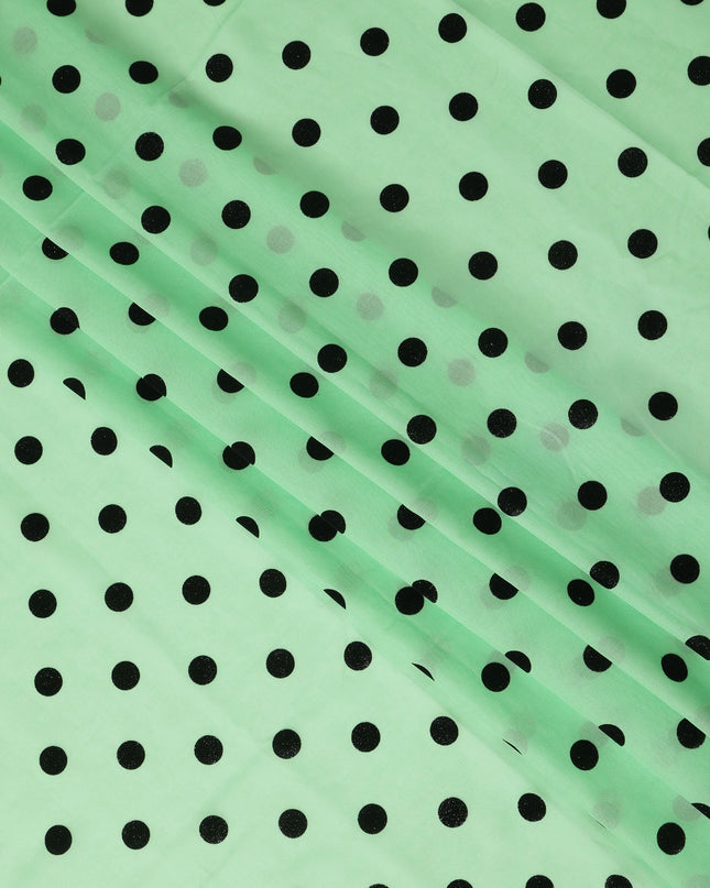 Mint Green Polka Dot Velvet Flock Premium Traditional Sudanese Thobe Pure Cotton Voile Fabric 4.5 Mtrs Piece 140 Cms Width Switzerland Origin-D28551