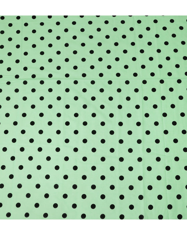 Mint Green Polka Dot Velvet Flock Premium Traditional Sudanese Thobe Pure Cotton Voile Fabric 4.5 Mtrs Piece 140 Cms Width Switzerland Origin-D28551