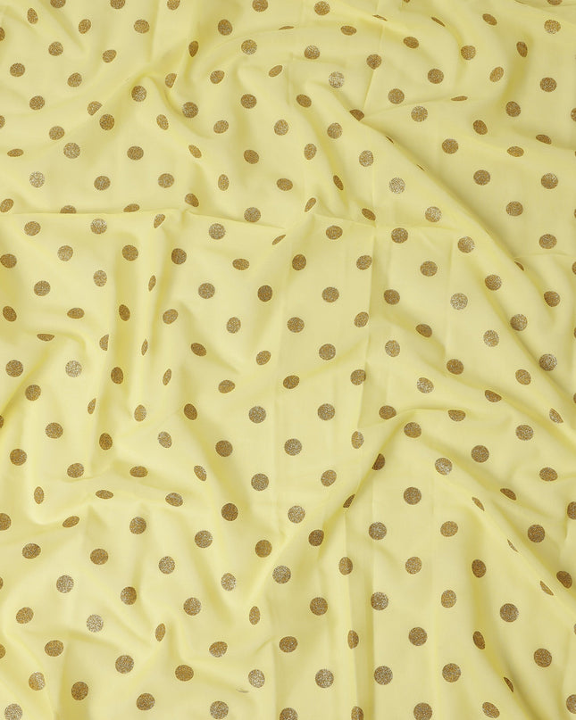 Pastel Yellow Gold Polka Dot Velvet Flock Premium Traditional Sudanese Thobe Pure Cotton Voile Fabric 4.5 Mtrs Piece 140 Cms Width Switzerland Origin-D28553