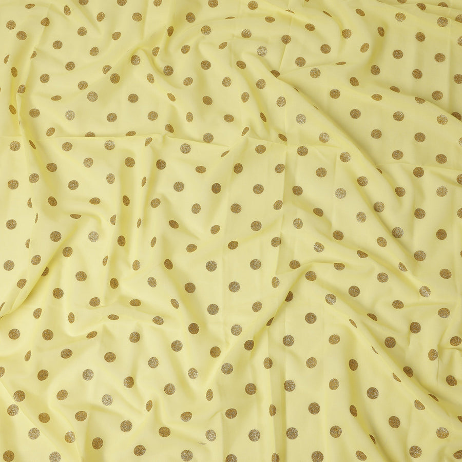 Pastel Yellow Gold Polka Dot Velvet Flock Premium Traditional Sudanese Thobe Pure Cotton Voile Fabric 4.5 Mtrs Piece 140 Cms Width Switzerland Origin-D28553 - Regal Fabrics