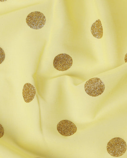Pastel Yellow Gold Polka Dot Velvet Flock Premium Traditional Sudanese Thobe Pure Cotton Voile Fabric 4.5 Mtrs Piece 140 Cms Width Switzerland Origin-D28553 - Regal Fabrics