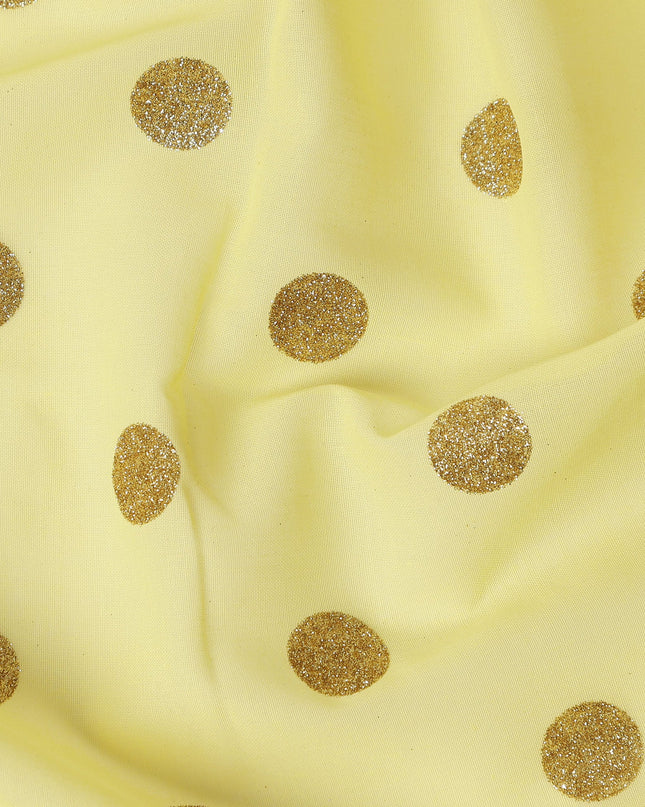 Pastel Yellow Gold Polka Dot Velvet Flock Premium Traditional Sudanese Thobe Pure Cotton Voile Fabric 4.5 Mtrs Piece 140 Cms Width Switzerland Origin-D28553