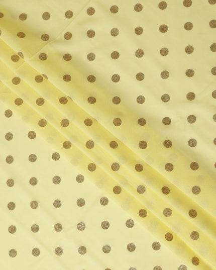 Pastel Yellow Gold Polka Dot Velvet Flock Premium Traditional Sudanese Thobe Pure Cotton Voile Fabric 4.5 Mtrs Piece 140 Cms Width Switzerland Origin-D28553 - Regal Fabrics