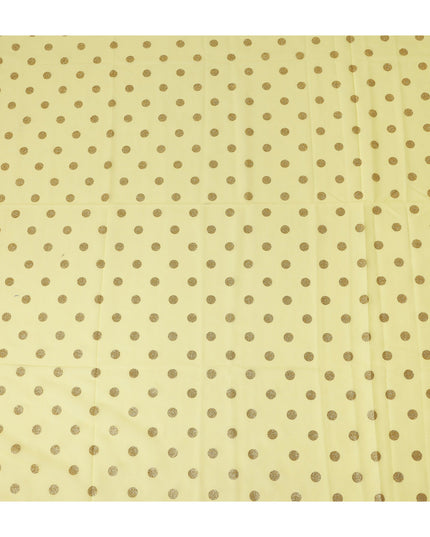 Pastel Yellow Gold Polka Dot Velvet Flock Premium Traditional Sudanese Thobe Pure Cotton Voile Fabric 4.5 Mtrs Piece 140 Cms Width Switzerland Origin-D28553 - Regal Fabrics