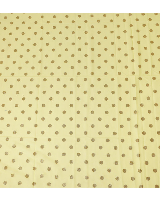 Pastel Yellow Gold Polka Dot Velvet Flock Premium Traditional Sudanese Thobe Pure Cotton Voile Fabric 4.5 Mtrs Piece 140 Cms Width Switzerland Origin-D28553