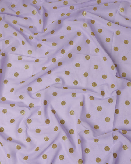 Lavender Purple Gold Polka Dot Velvet Flock Premium Traditional Sudanese Thobe Pure Cotton Voile Fabric 4.5 Mtrs Piece 140 Cms Width Switzerland Origin-D28554 - Regal Fabrics