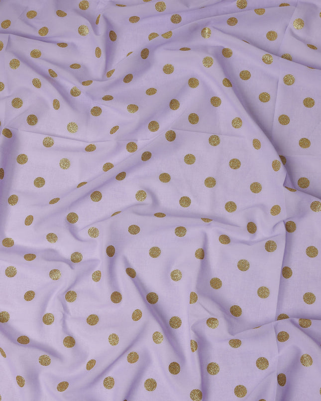 Lavender Purple Gold Polka Dot Velvet Flock Premium Traditional Sudanese Thobe Pure Cotton Voile Fabric 4.5 Mtrs Piece 140 Cms Width Switzerland Origin-D28554