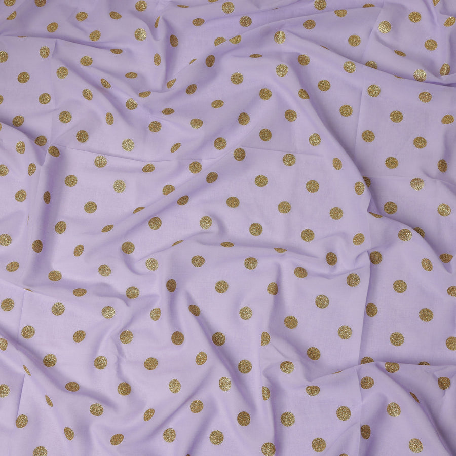 Lavender Purple Gold Polka Dot Velvet Flock Premium Traditional Sudanese Thobe Pure Cotton Voile Fabric 4.5 Mtrs Piece 140 Cms Width Switzerland Origin-D28554 - Regal Fabrics