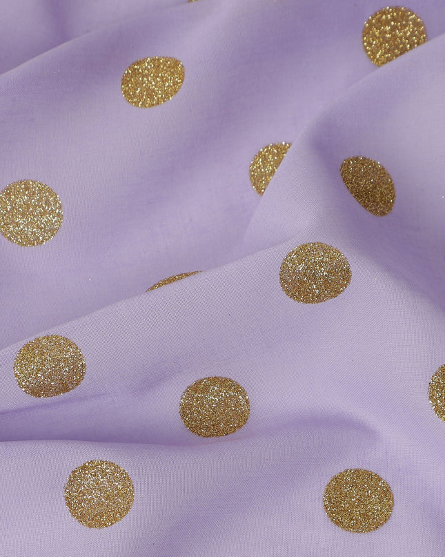 Lavender Purple Gold Polka Dot Velvet Flock Premium Traditional Sudanese Thobe Pure Cotton Voile Fabric 4.5 Mtrs Piece 140 Cms Width Switzerland Origin-D28554