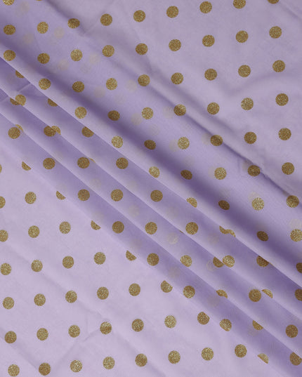 Lavender Purple Gold Polka Dot Velvet Flock Premium Traditional Sudanese Thobe Pure Cotton Voile Fabric 4.5 Mtrs Piece 140 Cms Width Switzerland Origin-D28554 - Regal Fabrics