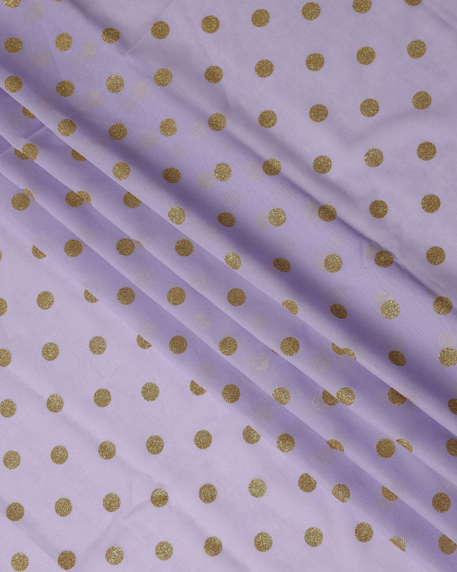 Lavender Purple Gold Polka Dot Velvet Flock Premium Traditional Sudanese Thobe Pure Cotton Voile Fabric 4.5 Mtrs Piece 140 Cms Width Switzerland Origin-D28554