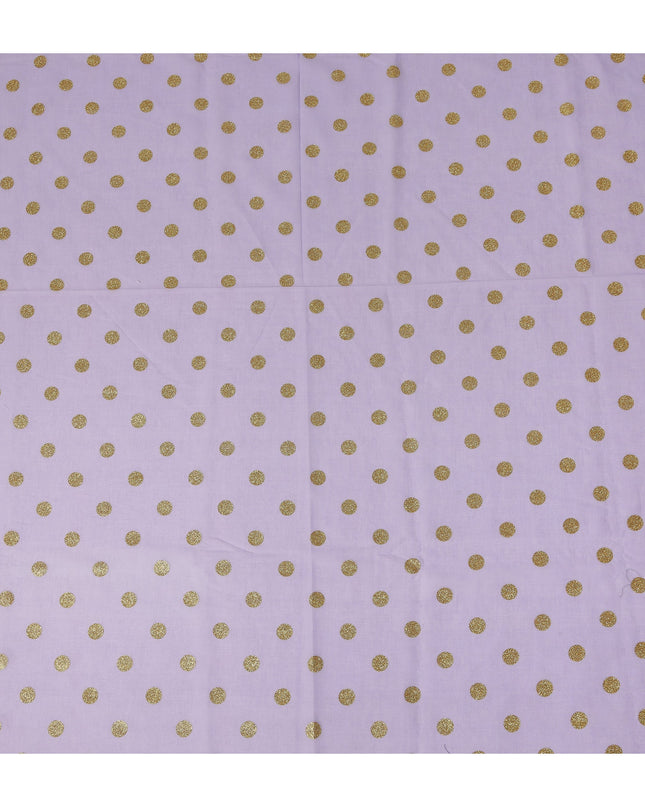 Lavender Purple Gold Polka Dot Velvet Flock Premium Traditional Sudanese Thobe Pure Cotton Voile Fabric 4.5 Mtrs Piece 140 Cms Width Switzerland Origin-D28554
