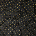 Black Gold Polka Dot Velvet Flock Premium Traditional Sudanese Thobe Pure Cotton Voile Fabric 4.5 Mtrs Piece 140 Cms Width Switzerland Origin-D28555