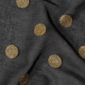 Black Gold Polka Dot Velvet Flock Premium Traditional Sudanese Thobe Pure Cotton Voile Fabric 4.5 Mtrs Piece 140 Cms Width Switzerland Origin-D28555
