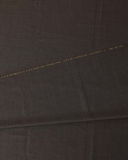 Dark Brown Subtle Check Super 150's Merino Wool Suiting Fabric, 150 cm Width, 3.75 Mtrs Piece, Loro Piana Premium Cloth, Made In Italy-D29194 Regal Fabrics