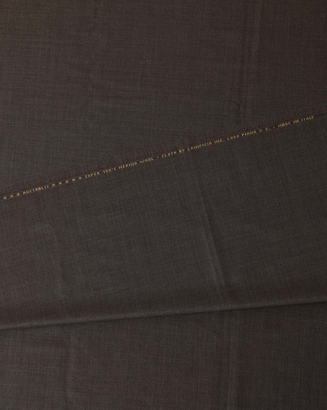 Dark Brown Subtle Check Super 150's Merino Wool Suiting Fabric, 150 cm Width, 3.75 Mtrs Piece, Loro Piana Premium Cloth, Made In Italy-D29194 Regal Fabrics