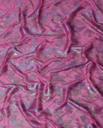 Hot Pink Metallic Silk Chiffon South Korea 110cm