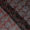 Dark Grey Red Metallic Silk Chiffon South Korea 110cm