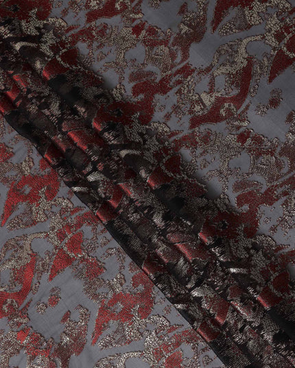 Dark Grey Red Metallic Silk Chiffon South Korea 110cm