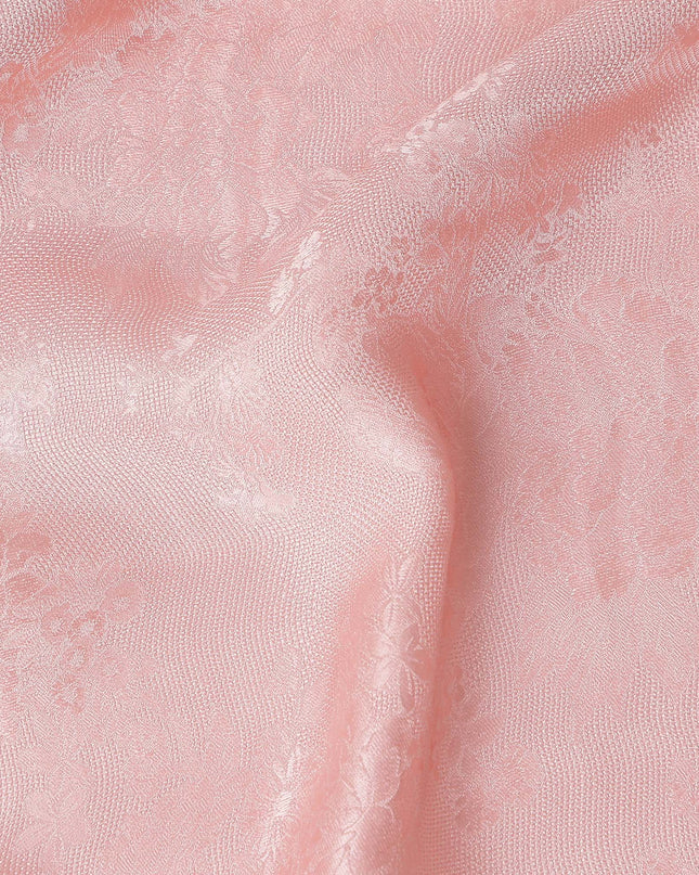 Blush Rose Pink Premium Pure Silk Satin with Jacquard Fabric