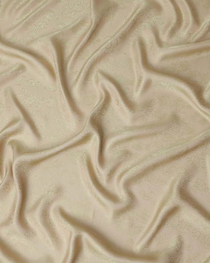 Ivory Champagne Beige Premium Pure Silk Satin with Jacquard 