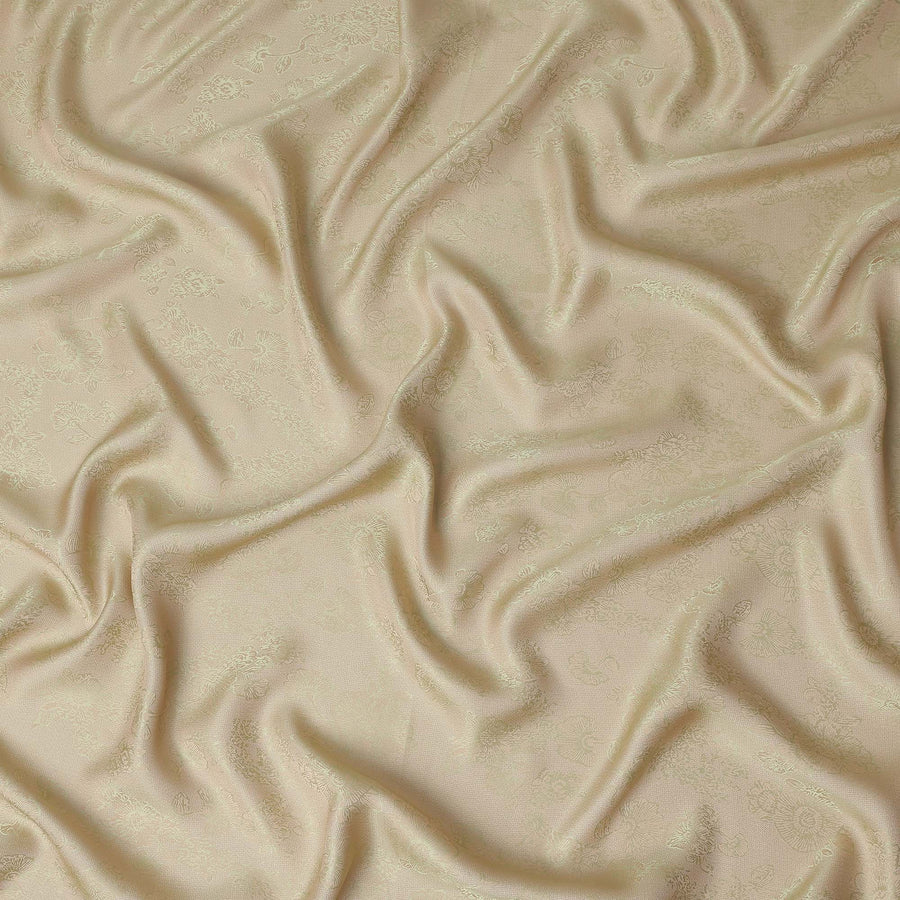 Ivory Champagne Beige Premium Pure Silk Satin with Jacquard 