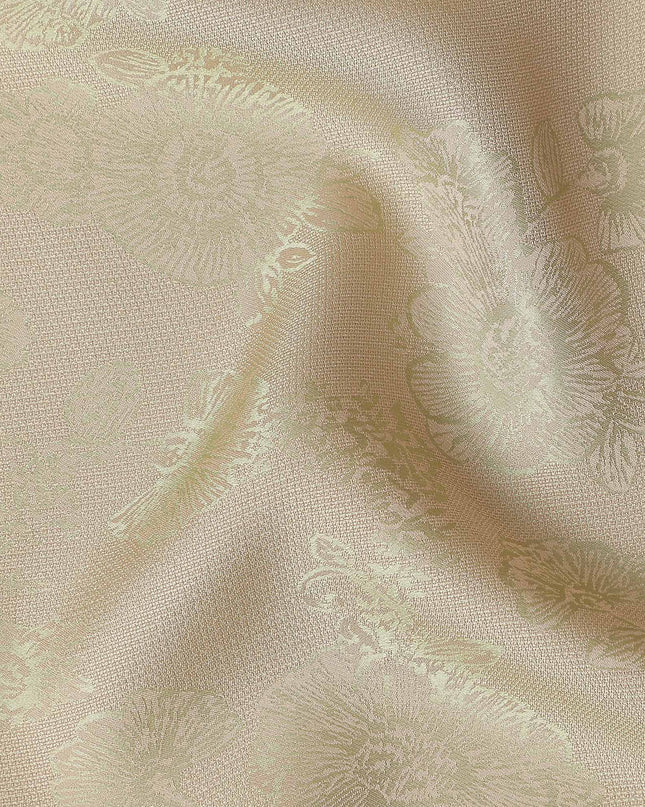 Ivory Champagne Beige Premium Pure Silk Satin with Jacquard 