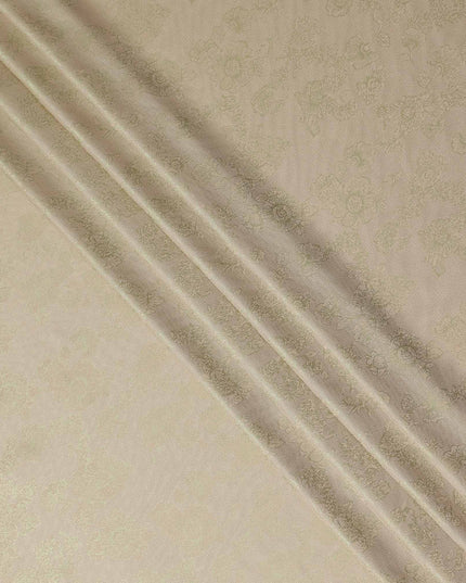Ivory Champagne Beige Premium Pure Silk Satin with Jacquard 