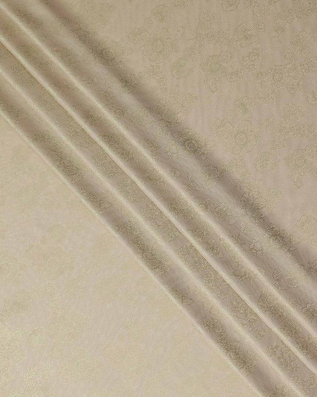 Ivory Champagne Beige Premium Pure Silk Satin with Jacquard 