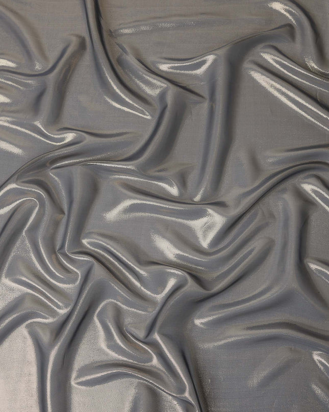 Steel Silver Grey Pure Silk Chiffon with Metallic Fabric 110
