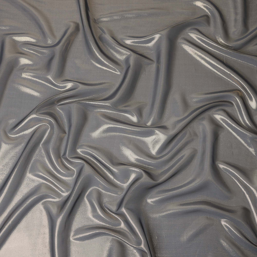Steel Silver Grey Pure Silk Chiffon with Metallic Fabric 110