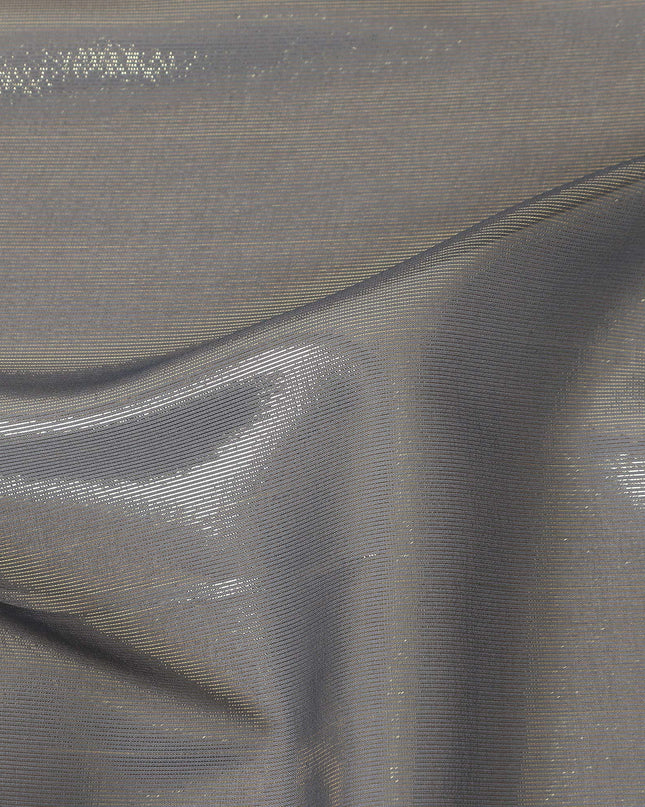 Steel Silver Grey Pure Silk Chiffon with Metallic Fabric 110