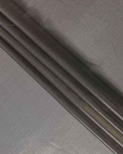 Steel Silver Grey Pure Silk Chiffon with Metallic Fabric 110