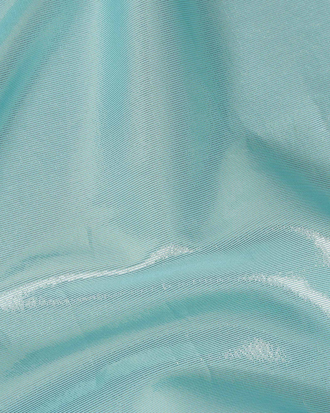 Pistachio Green Pure Silk Chiffon with Metallic Fabric 110cm