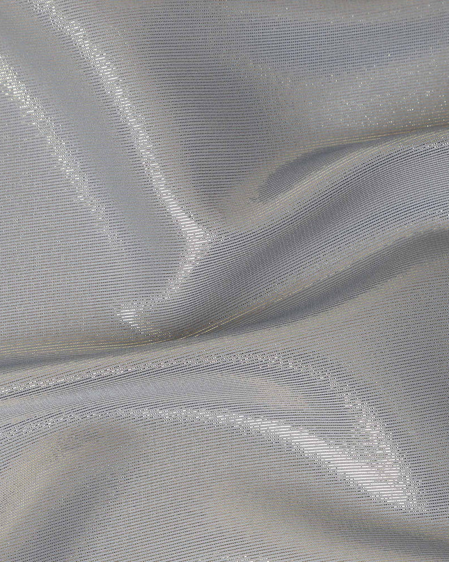 Pistachio Green Pure Silk Chiffon with Metallic Fabric 110cm