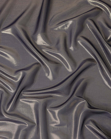 Steel Silver Grey Pure Silk Chiffon with Metallic Fabric 110
