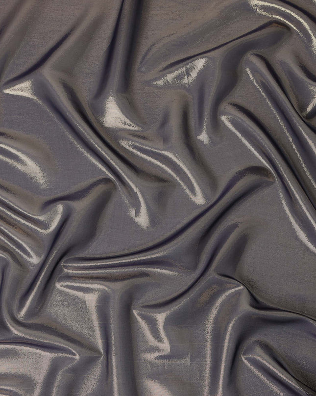 Steel Silver Grey Pure Silk Chiffon with Metallic Fabric 110
