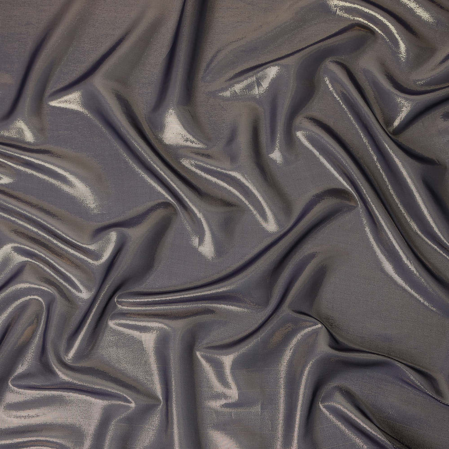 Steel Silver Grey Pure Silk Chiffon with Metallic Fabric 110