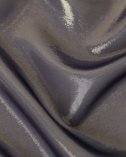 Steel Silver Grey Pure Silk Chiffon with Metallic Fabric 110