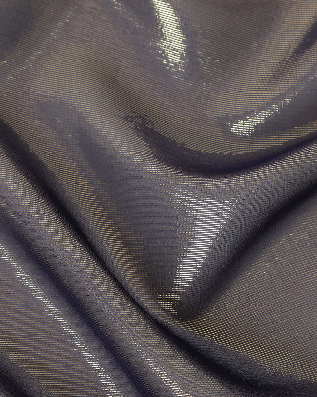 Steel Silver Grey Pure Silk Chiffon with Metallic Fabric 110