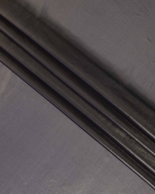 Steel Silver Grey Pure Silk Chiffon with Metallic Fabric 110