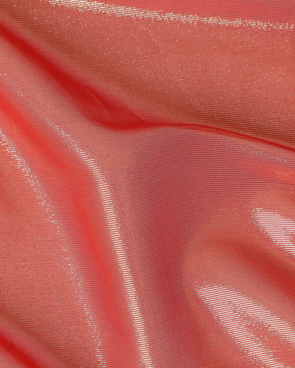 Steel Silver Grey Pure Silk Chiffon with Metallic Fabric 110