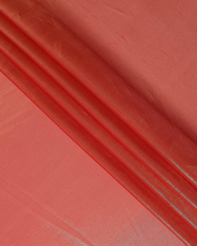 Steel Silver Grey Pure Silk Chiffon with Metallic Fabric 110