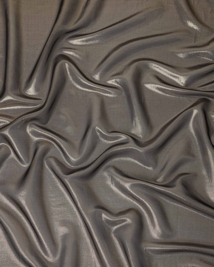 Taupe Grey Pure Silk Chiffon with Metallic Fabric 110cm
