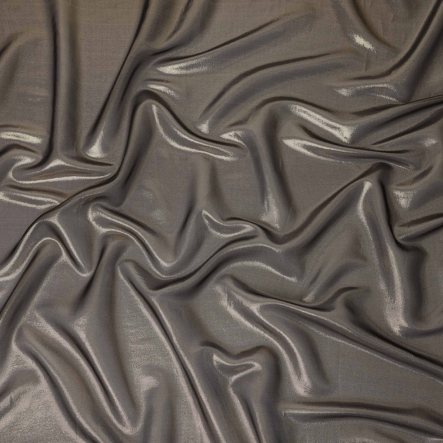 Taupe Grey Pure Silk Chiffon with Metallic Fabric 110cm