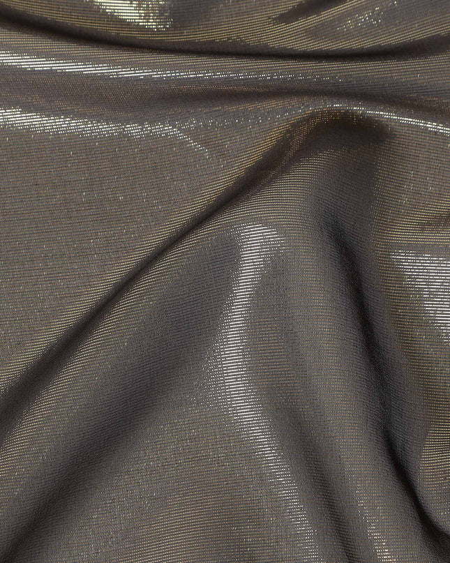 Taupe Grey Pure Silk Chiffon with Metallic Fabric 110cm