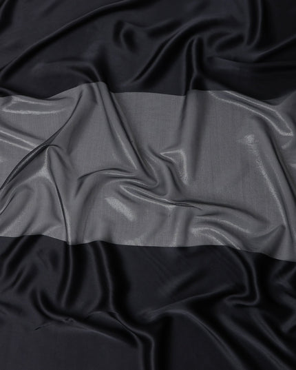 Jet Black Pure Silk Chiffon with Metallic Fabric 110cm