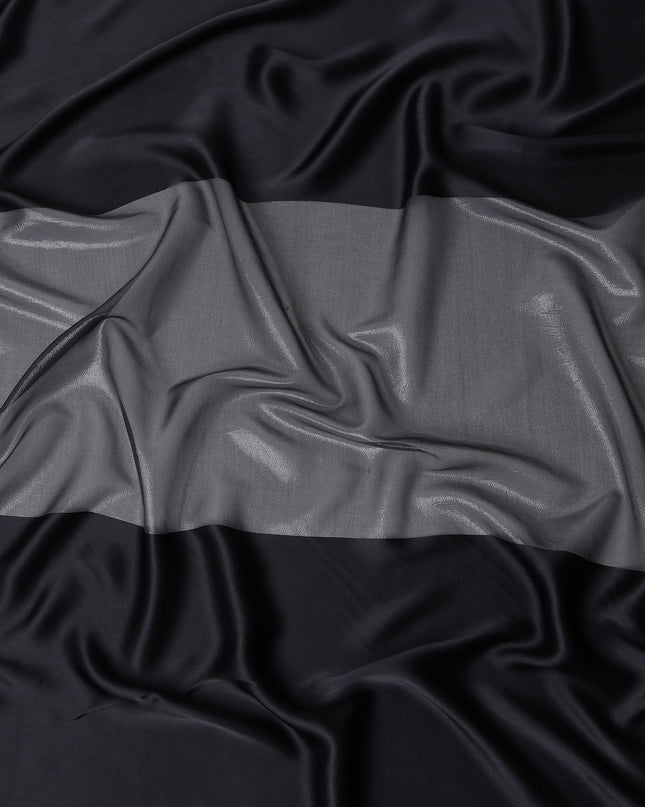 Jet Black Pure Silk Chiffon with Metallic Fabric 110cm